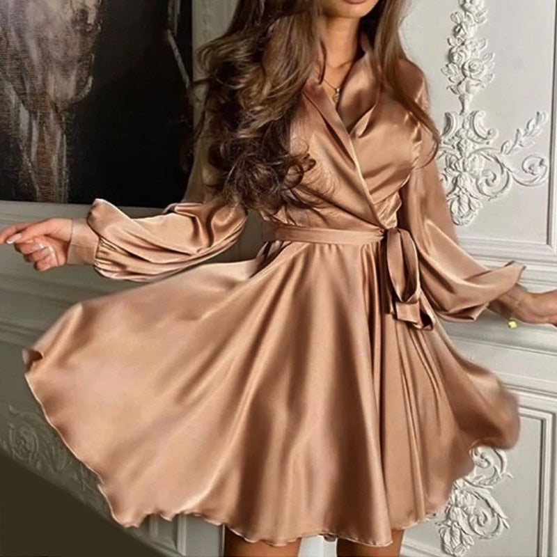 Satin Mini Cocktail Party Dress