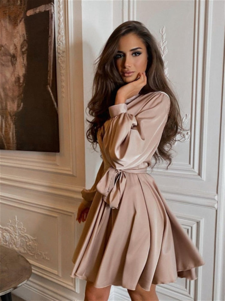 Satin Mini Cocktail Party Dress