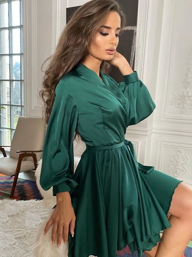 Satin Mini Cocktail Party Dress