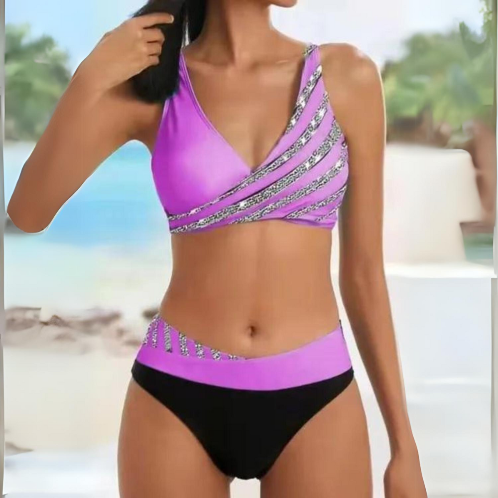 Womens Colorblock Bikini Set