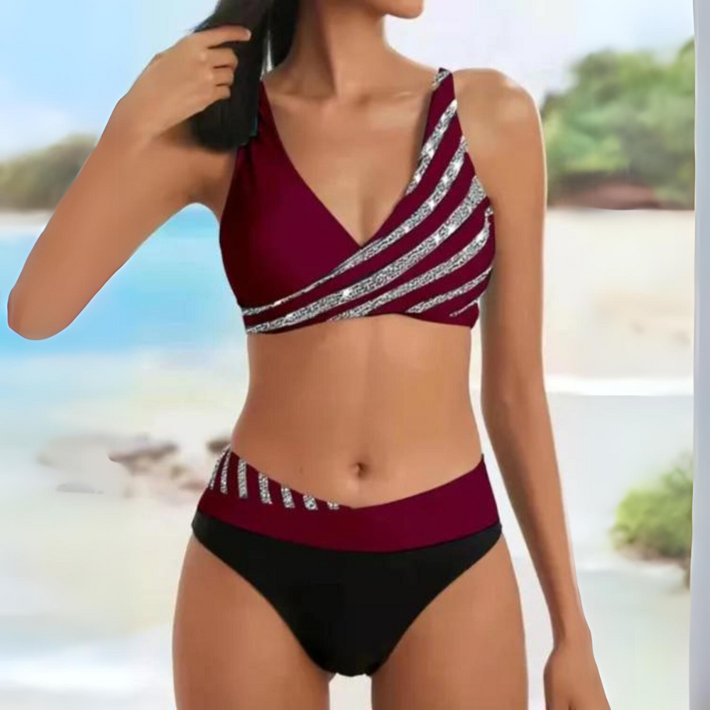 Womens Colorblock Bikini Set