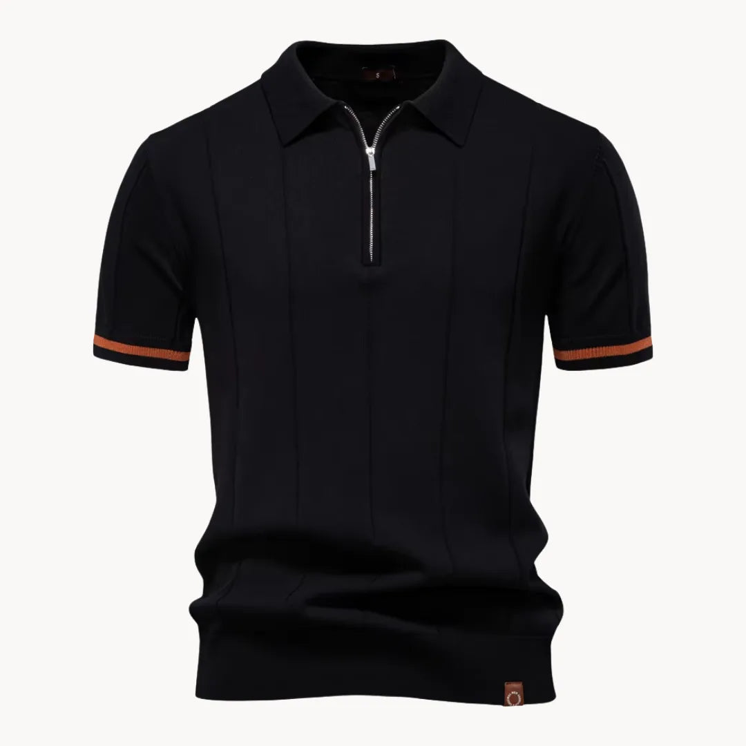 Mens Short Zip Polo Classic Collar
