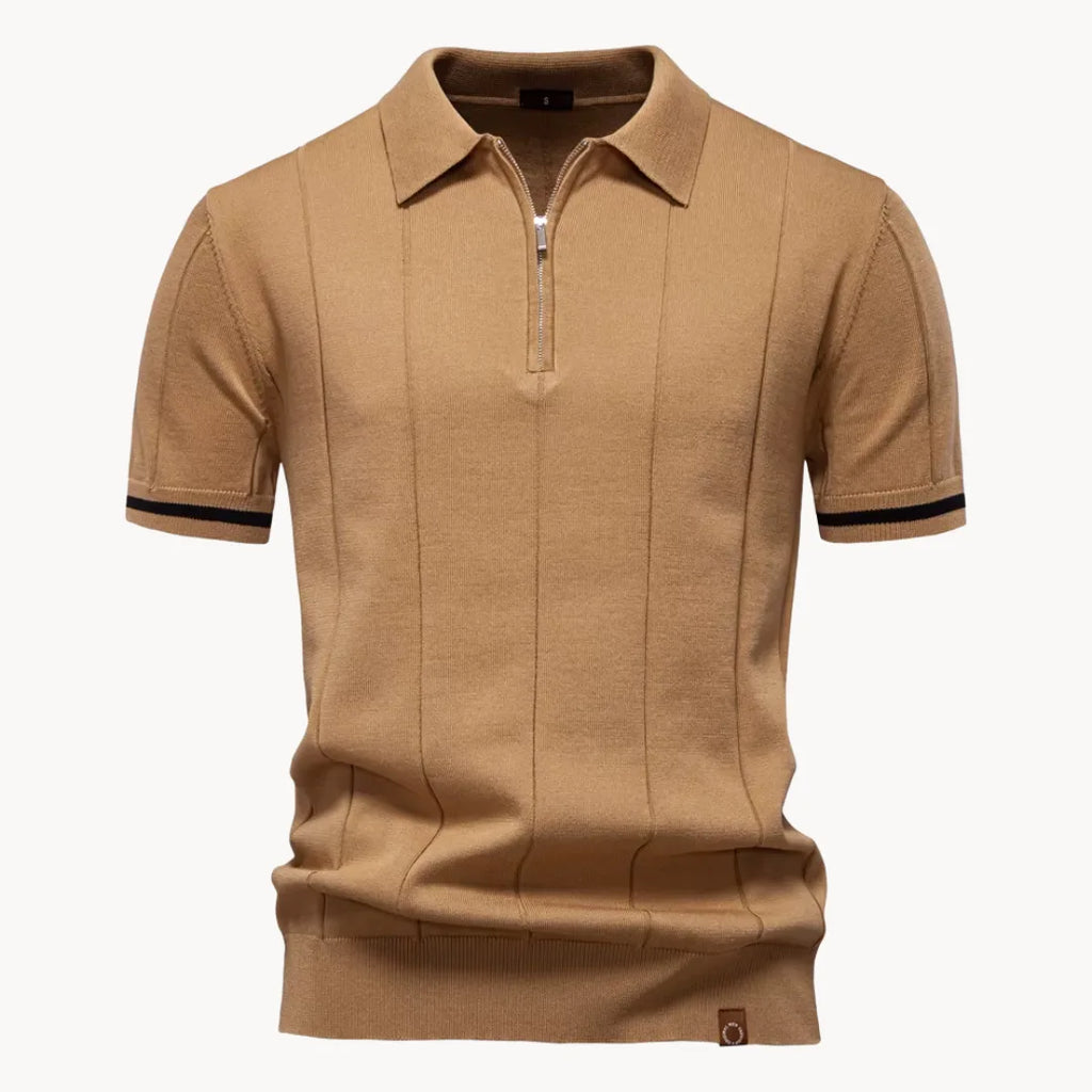 Mens Short Zip Polo Classic Collar