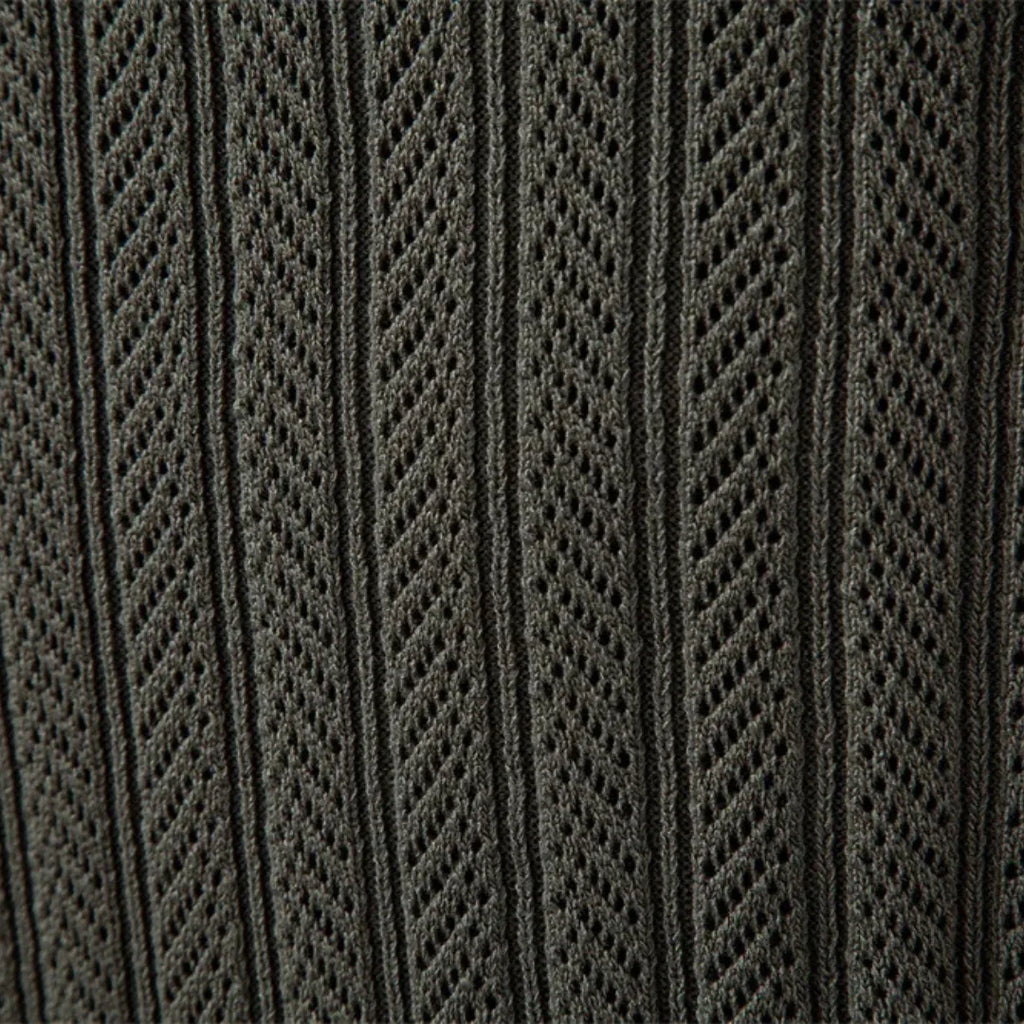 Mens Ribbed Knit Long Sleeve Zip Polo