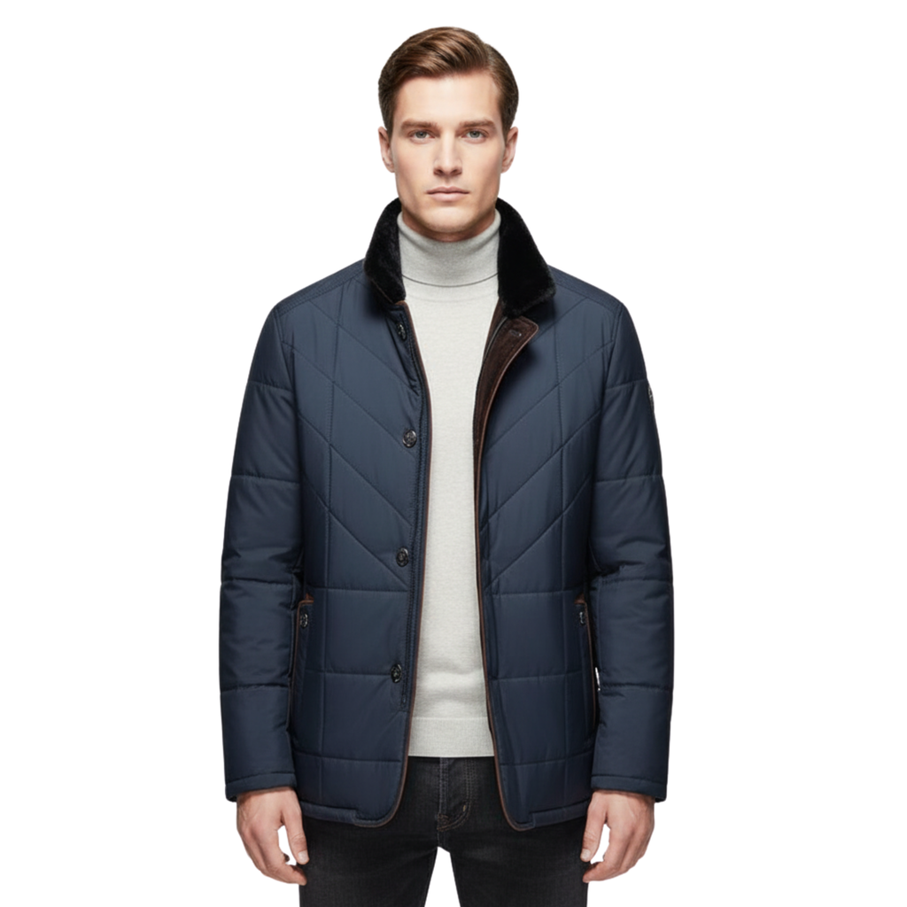 Mens Quilted Stand Collar Jacket