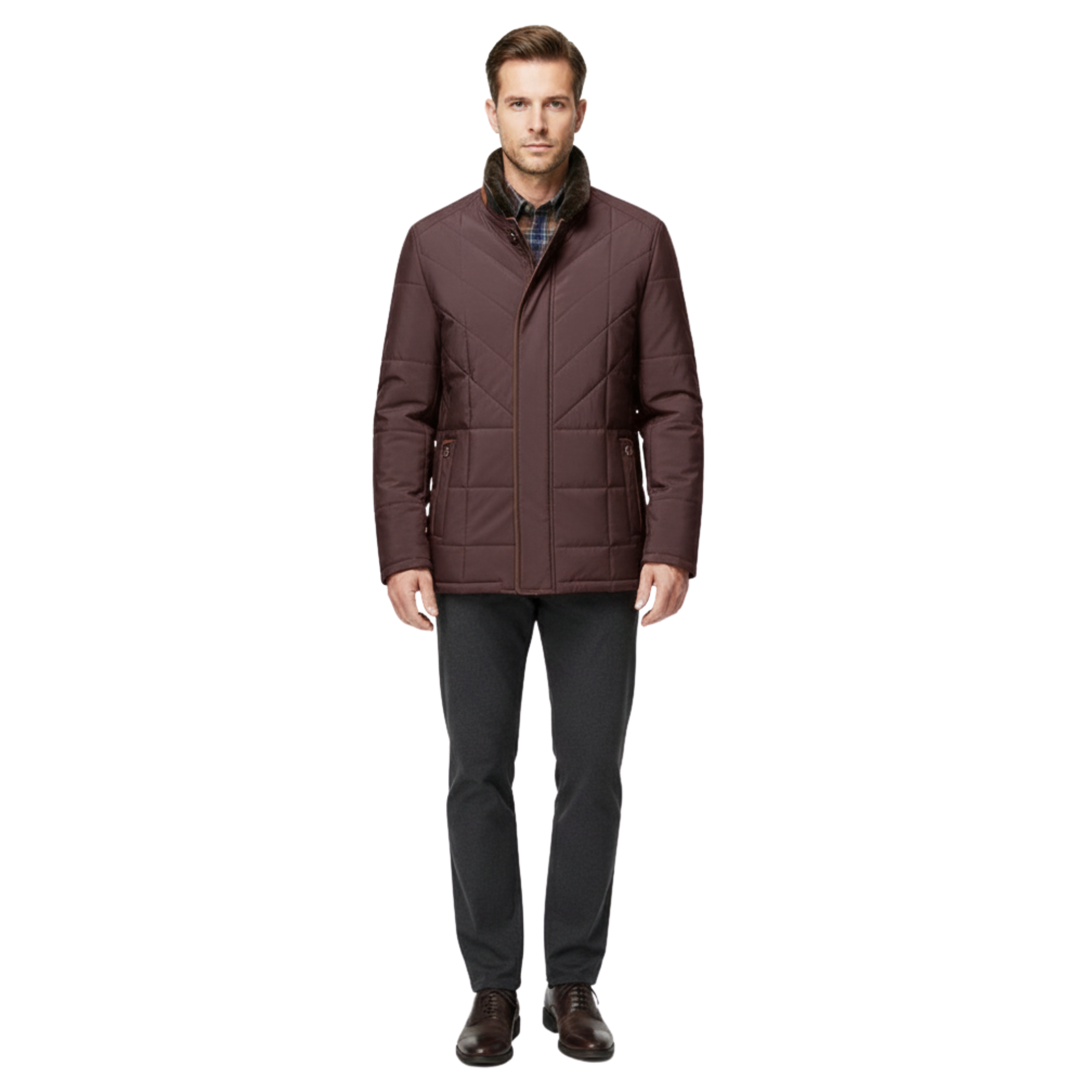 Mens Quilted Stand Collar Jacket