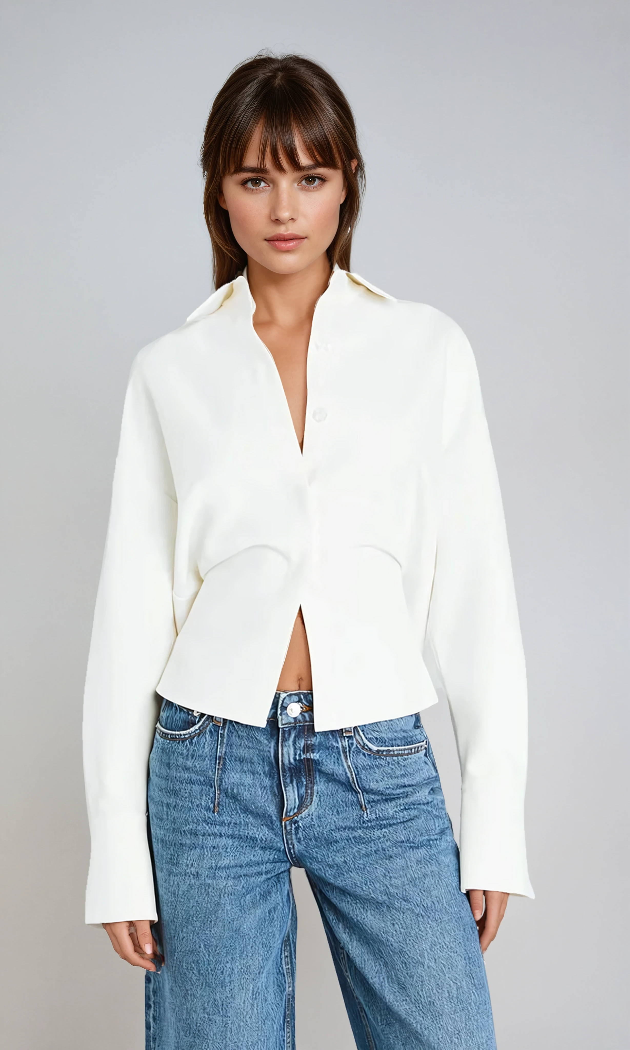 Draped Button Down Shirt