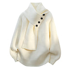 Scarf Neck Jumper Draped Knit Long Sleeve Cosy Winter