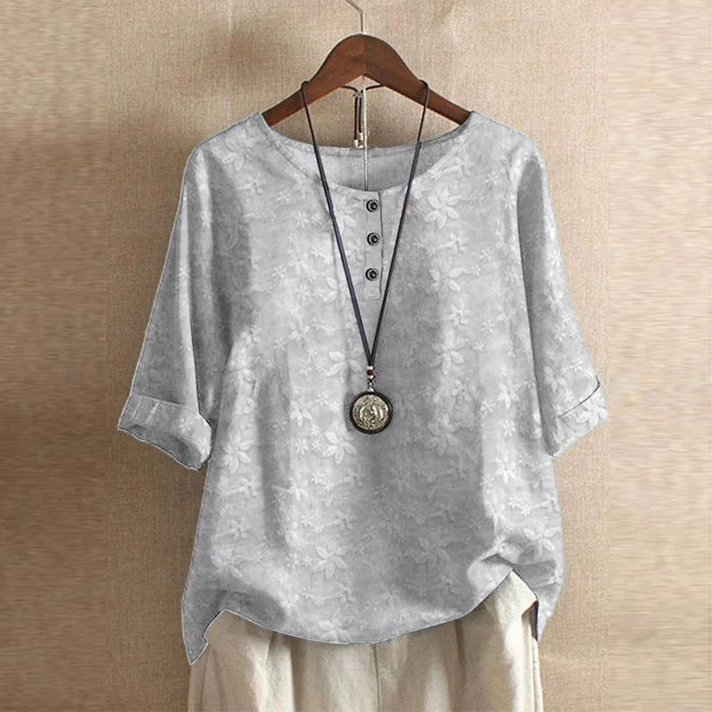 Retro Floral Blouse Relaxed Fit