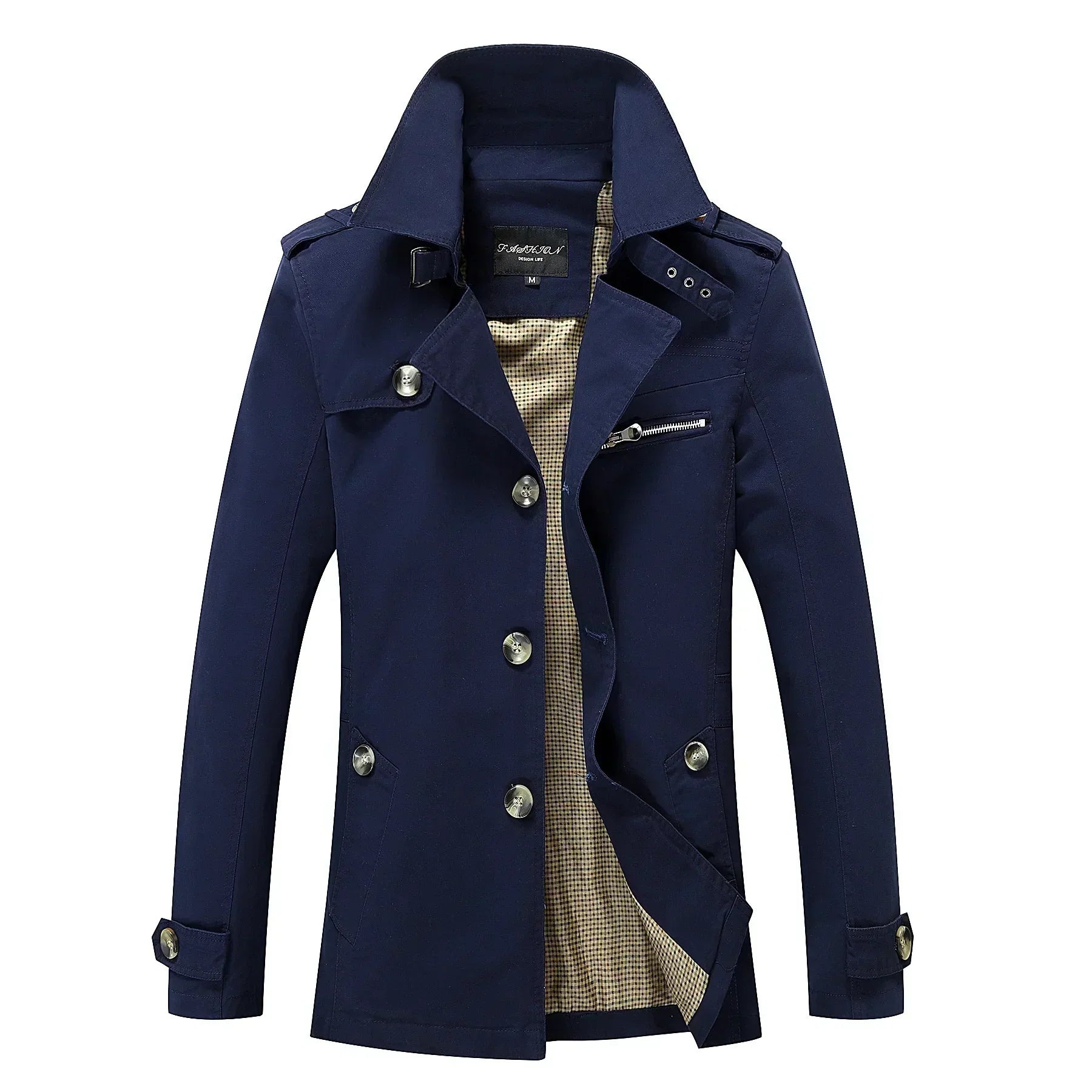 Men's Long Trench Coat Formal Classic Autumn Outerwear