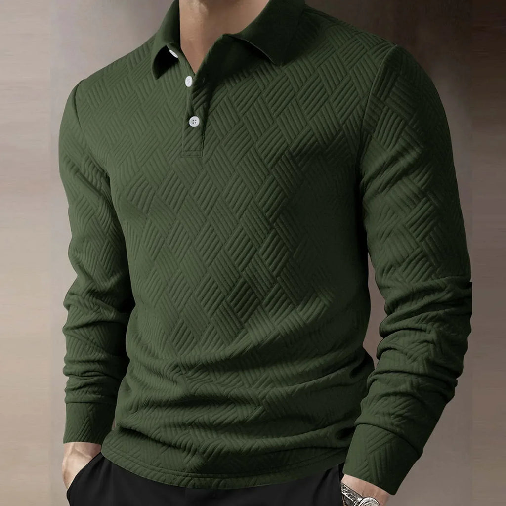 Mens Polo Long Sleeve Textured Five Color