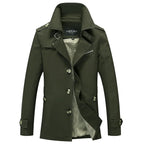 Men's Long Trench Coat Formal Classic Autumn Outerwear