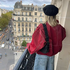 Oversized Faux Leather Jacket Red Biker Statement
