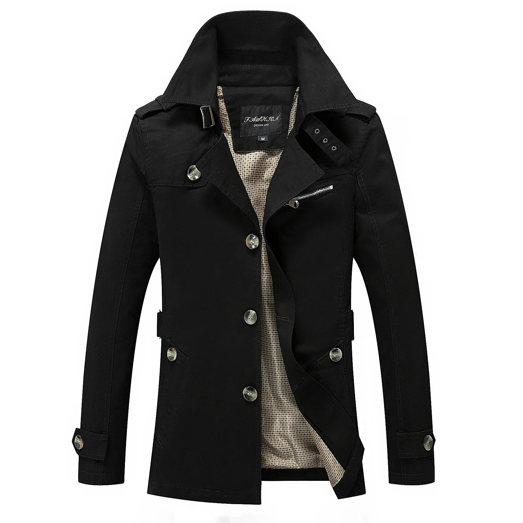 Men's Long Trench Coat Formal Classic Autumn Outerwear