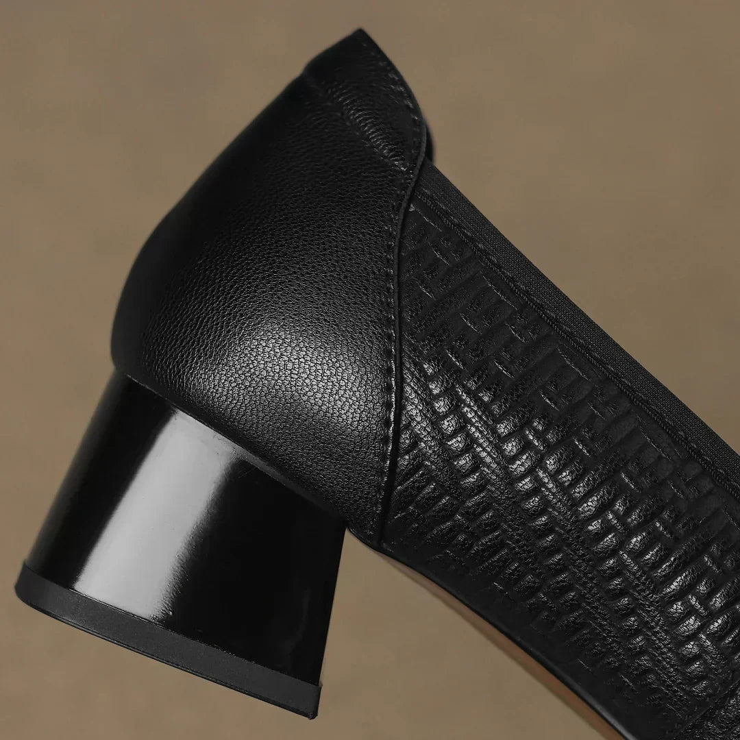 Comfort Heels Low Square Heel Cushioned Buckle