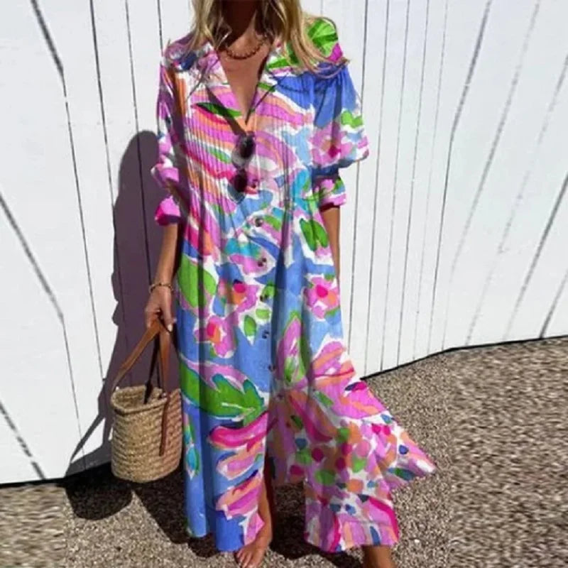 Boho Maxi Dress Lace Flowy