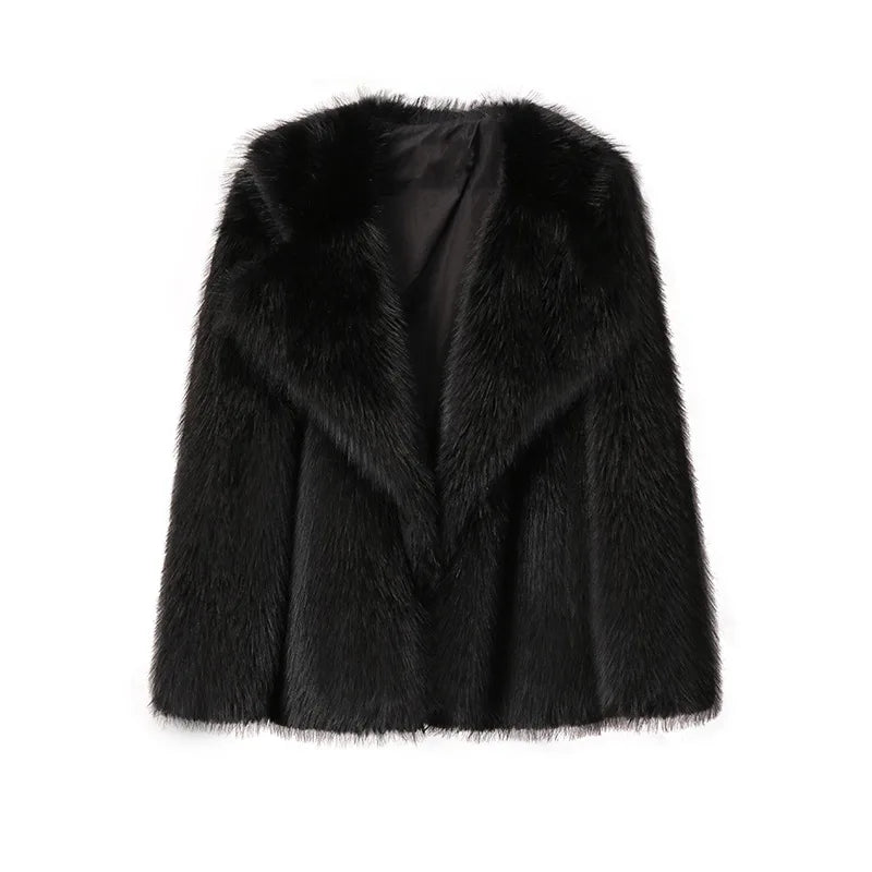 Faux Fur Winter Coat Plush Soft Warm Look Cosy