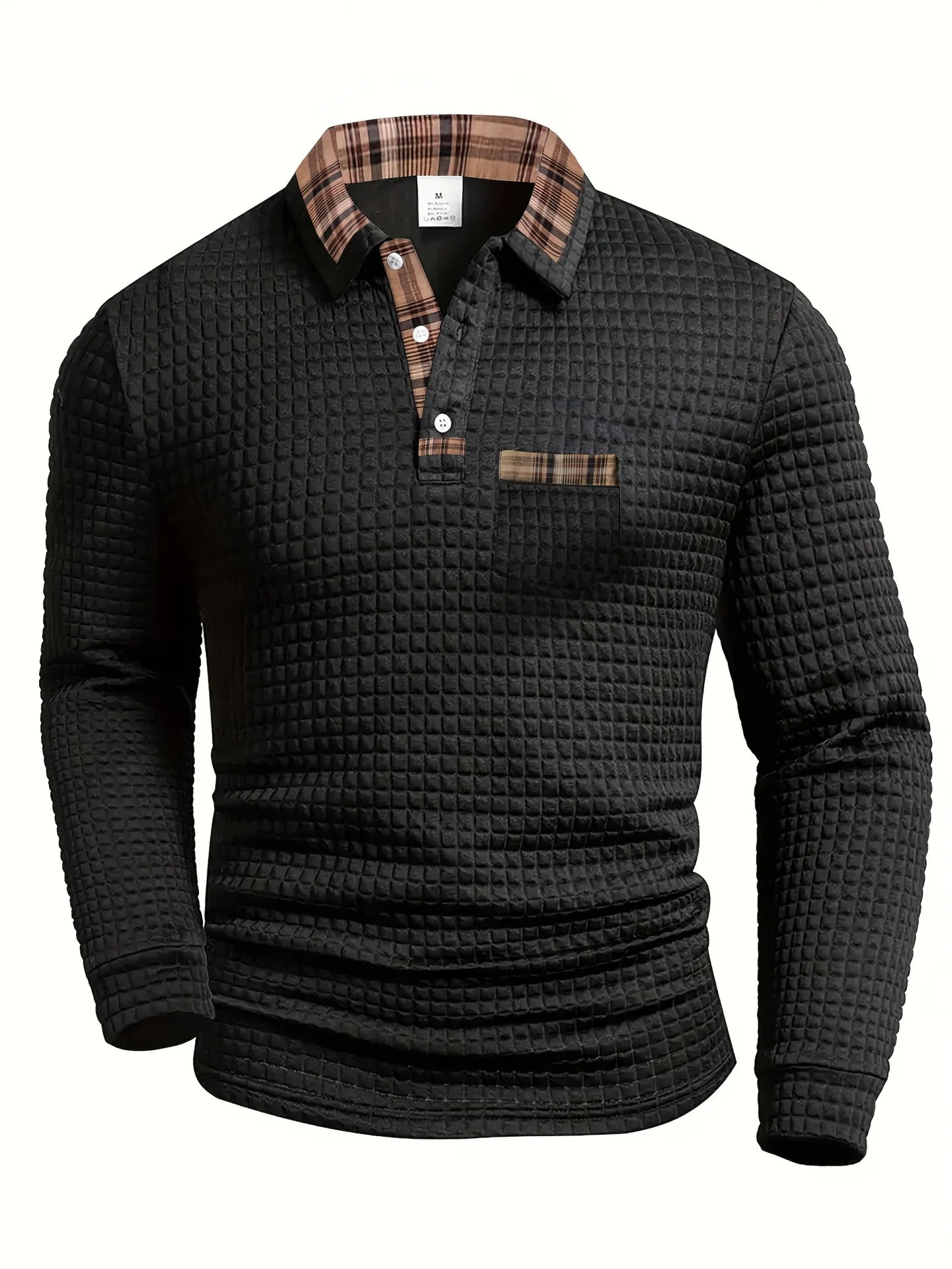 Mens Cotton Polo Long Sleeve Textured Five Color