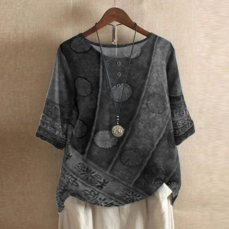 Retro Floral Blouse Relaxed Fit