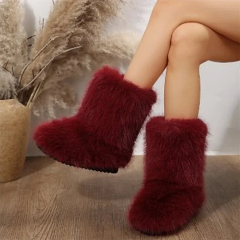 Winter Boots Fleece Lined Ankle Warm Plush Anti Slip Women's