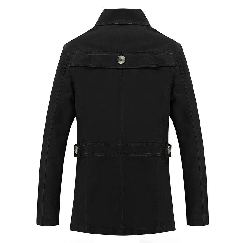 Men's Long Trench Coat Formal Classic Autumn Outerwear