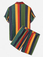 Striped Two-Piece Set Shirt Shorts Summer Outfit