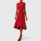 Draped Asymmetric Midi Dress Sleeveless
