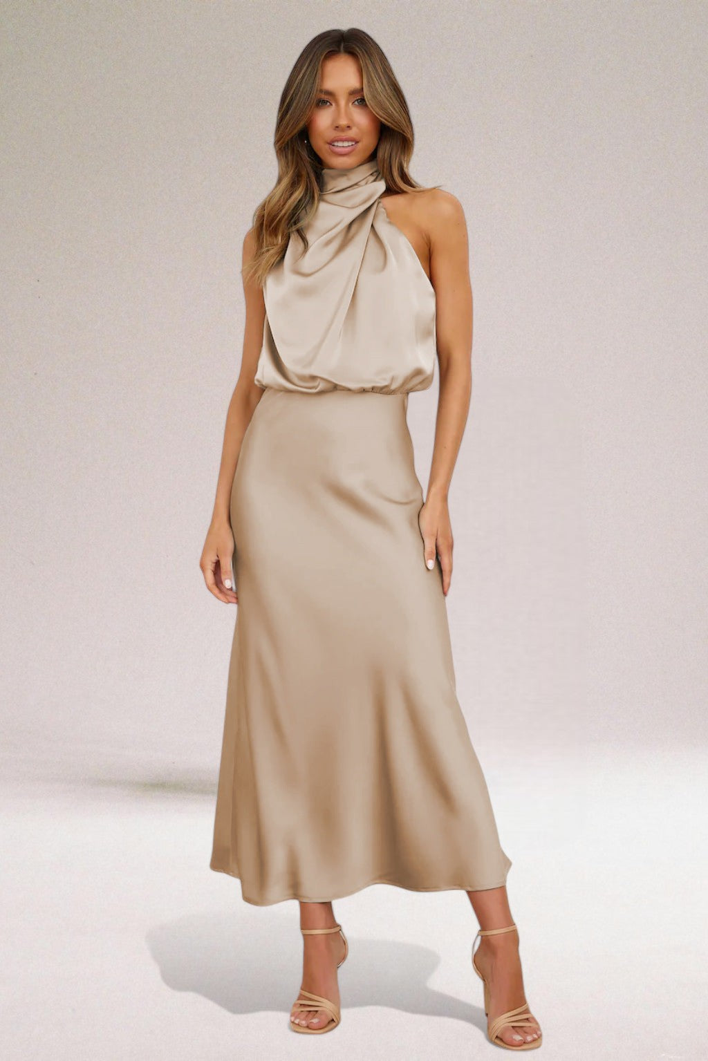 Halter Neck Dress Satin