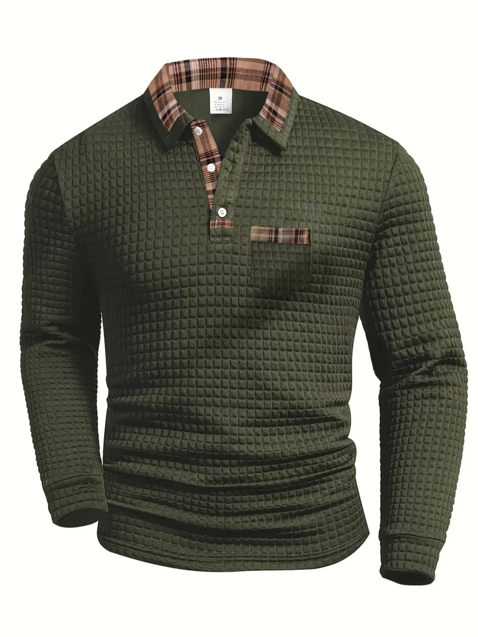 Mens Cotton Polo Long Sleeve Textured Five Color
