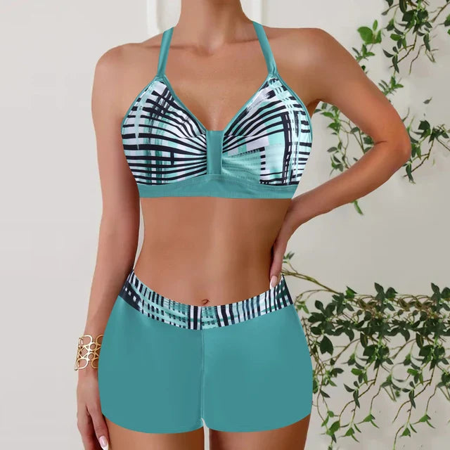 Womens Boho Print Bikini Set Sport Top Four Color