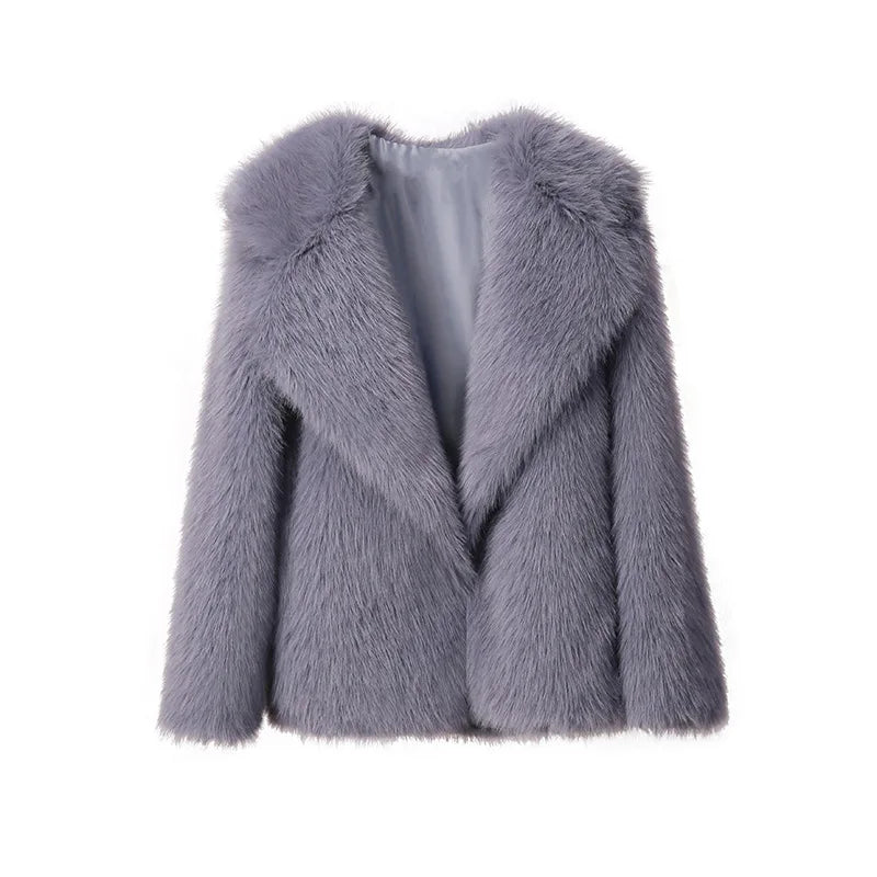 Faux Fur Winter Coat Plush Soft Warm Look Cosy