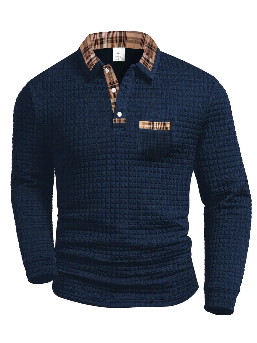 Mens Cotton Polo Long Sleeve Textured Five Color
