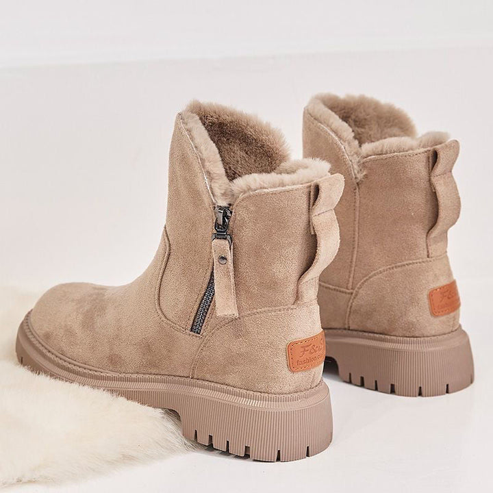 Suede Boots Block Heel Round Toe Knee High Women's