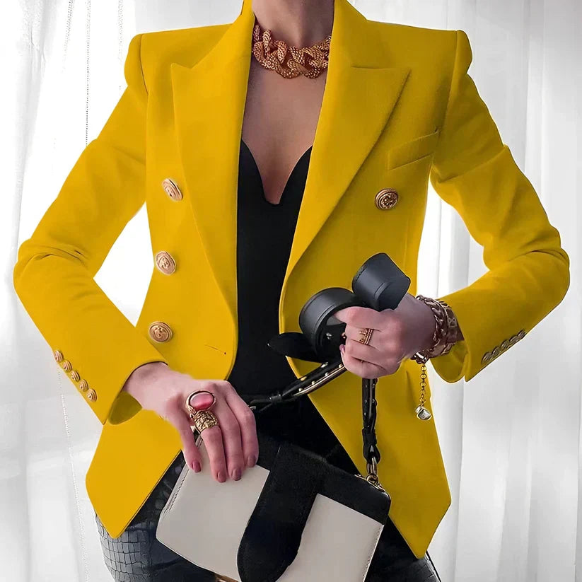 Classic Blazer Tailored Gold Button Structured Shoulder