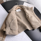 Women's Sherpa Fleece Bomber Jacket Lined Ribbed Trim Warm