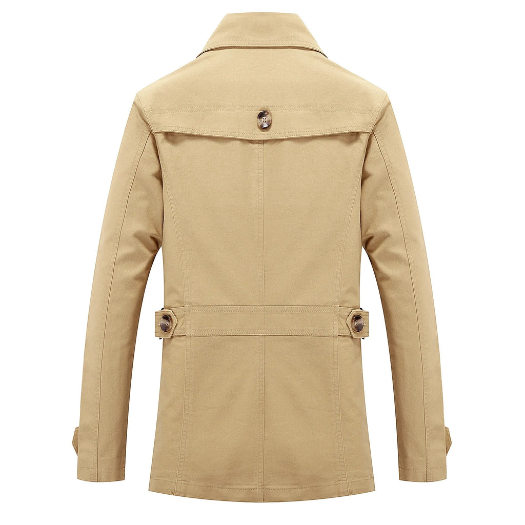 Men's Long Trench Coat Formal Classic Autumn Outerwear