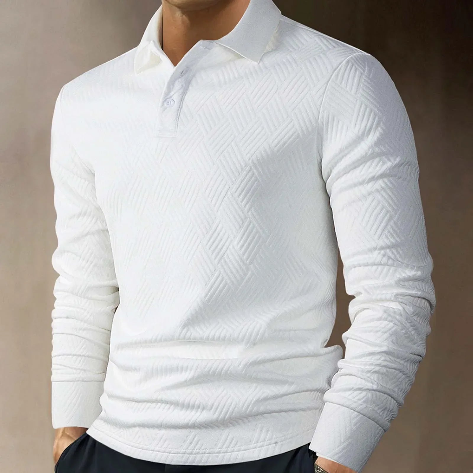 Mens Polo Long Sleeve Textured Five Color