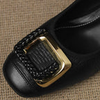 Comfort Heels Low Square Heel Cushioned Buckle