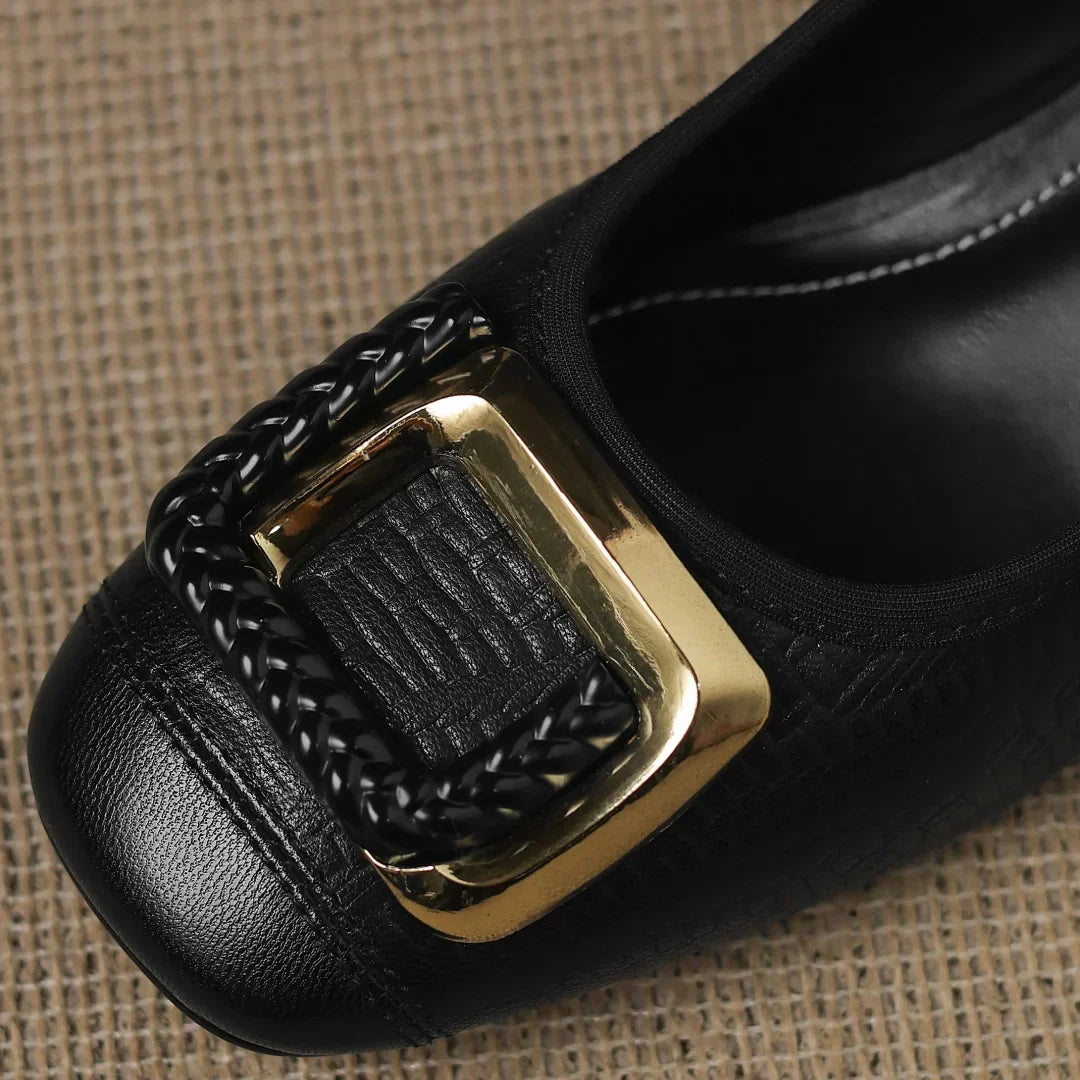 Comfort Heels Low Square Heel Cushioned Buckle