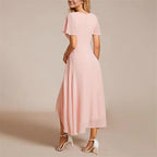 A-Line Dress V-Neck High-Low Hem Flutter Sleeve