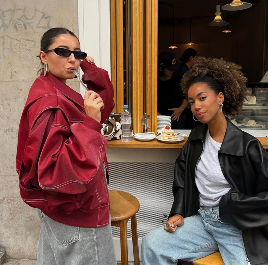 Oversized Faux Leather Jacket Red Biker Statement