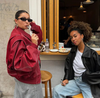 Oversized Faux Leather Jacket Red Biker Statement