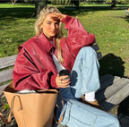 Oversized Faux Leather Jacket Red Biker Statement