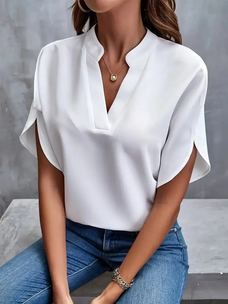 Womens V Neck Blouse Flowy Five Color