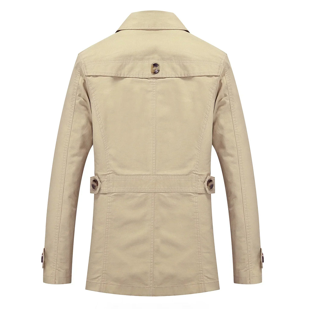 Men's Long Trench Coat Formal Classic Autumn Outerwear