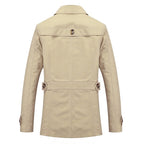 Men's Long Trench Coat Formal Classic Autumn Outerwear