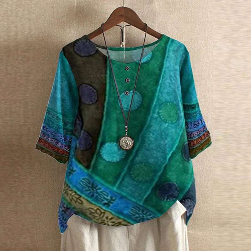 Retro Floral Blouse Relaxed Fit