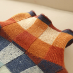 Women's Checked Sweater Roomy Knit Soft Handle Bold Pattern