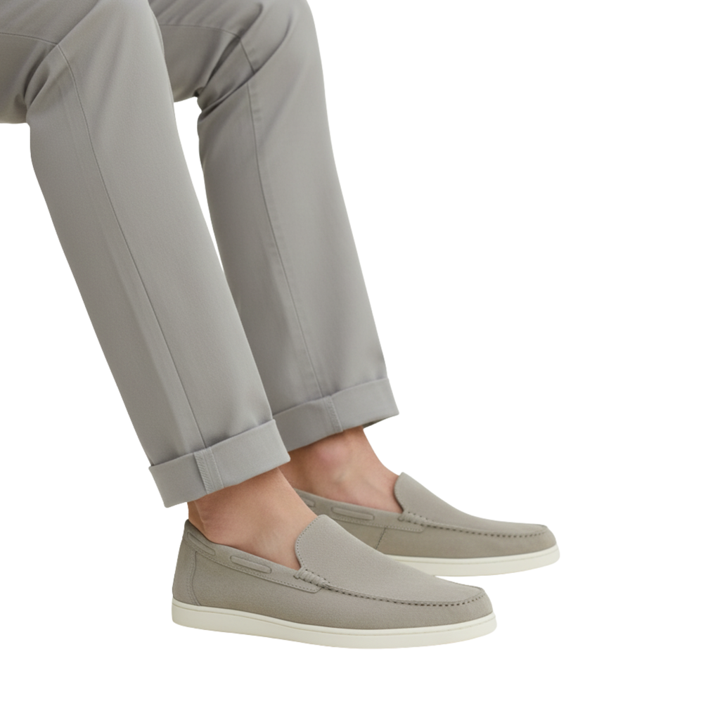 Mens Taupe Suede Loafers