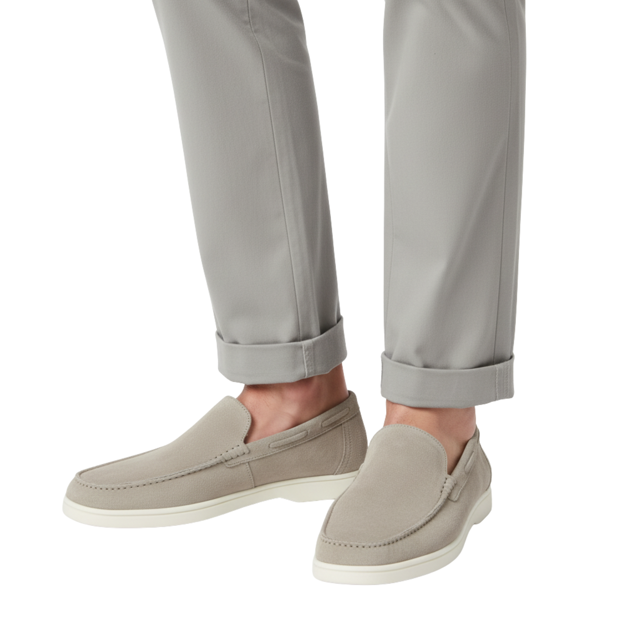 Mens Taupe Suede Loafers